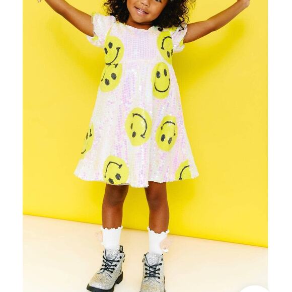Lola + The Boys Dont Worry Be Happy sequin emoji dress, 2T - Picture 1 of 6